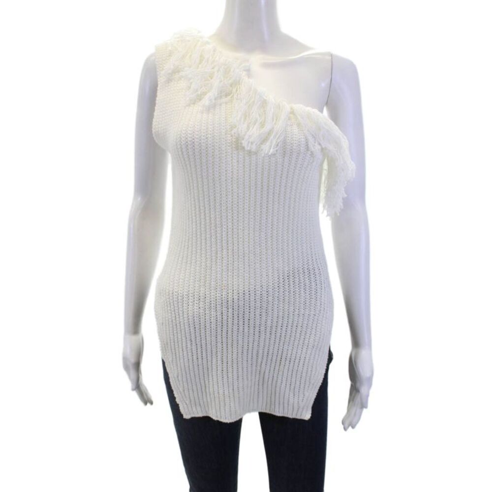 Sfizio Womens Sleeveless Tunic Top White Cotton Boho Solid Size S